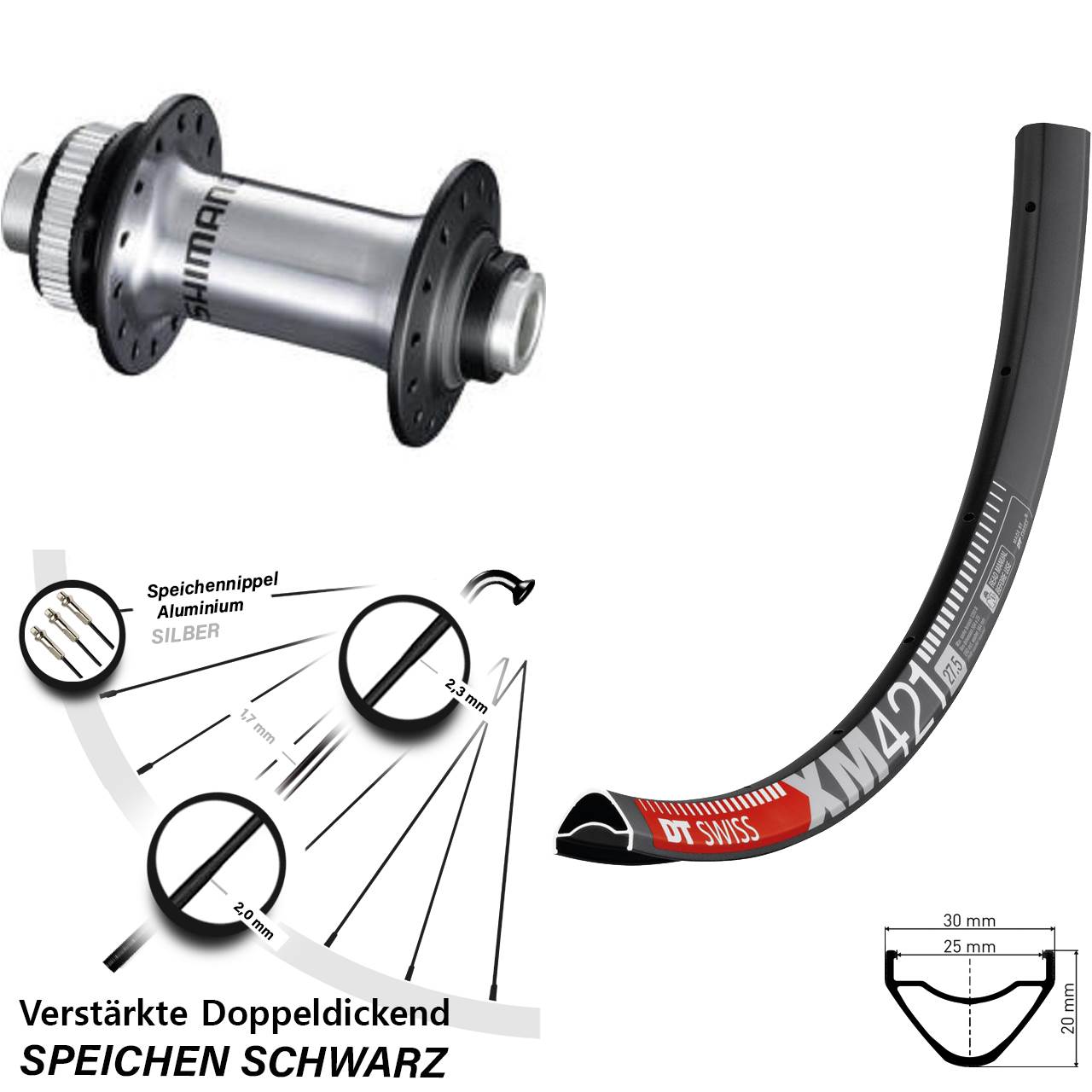 DT Swiss XM 421 Shimano RS770 27,5 Zoll Centerlock Vorderrad 12x100