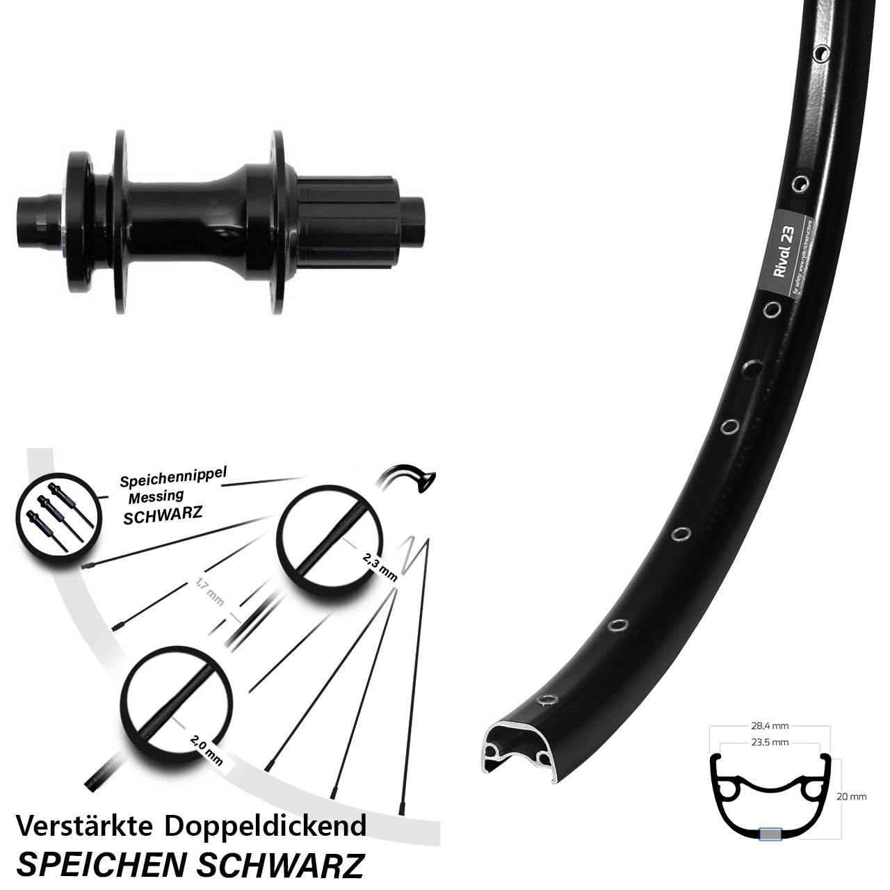 Ryde Rival 23 Fastace 27,5 Zoll Hinterrad 6-Loch 12x148 8-12 fach