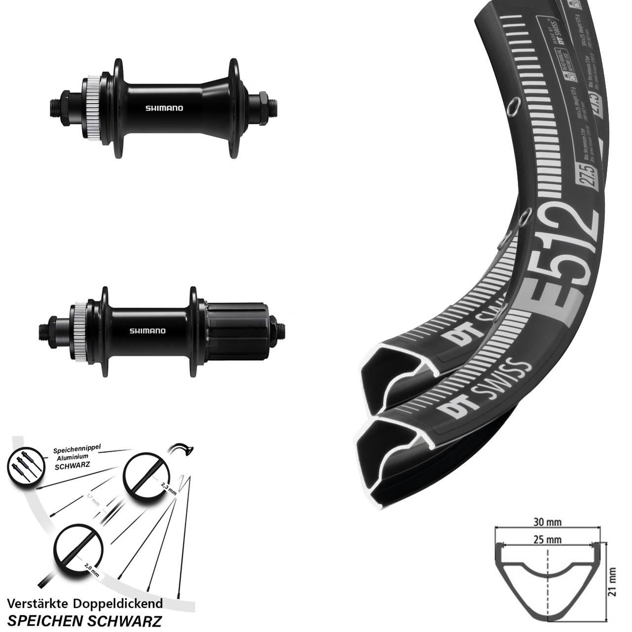 DT Swiss E512 Shimano QC400 Laufradsatz 29 Zoll 8-11 fach