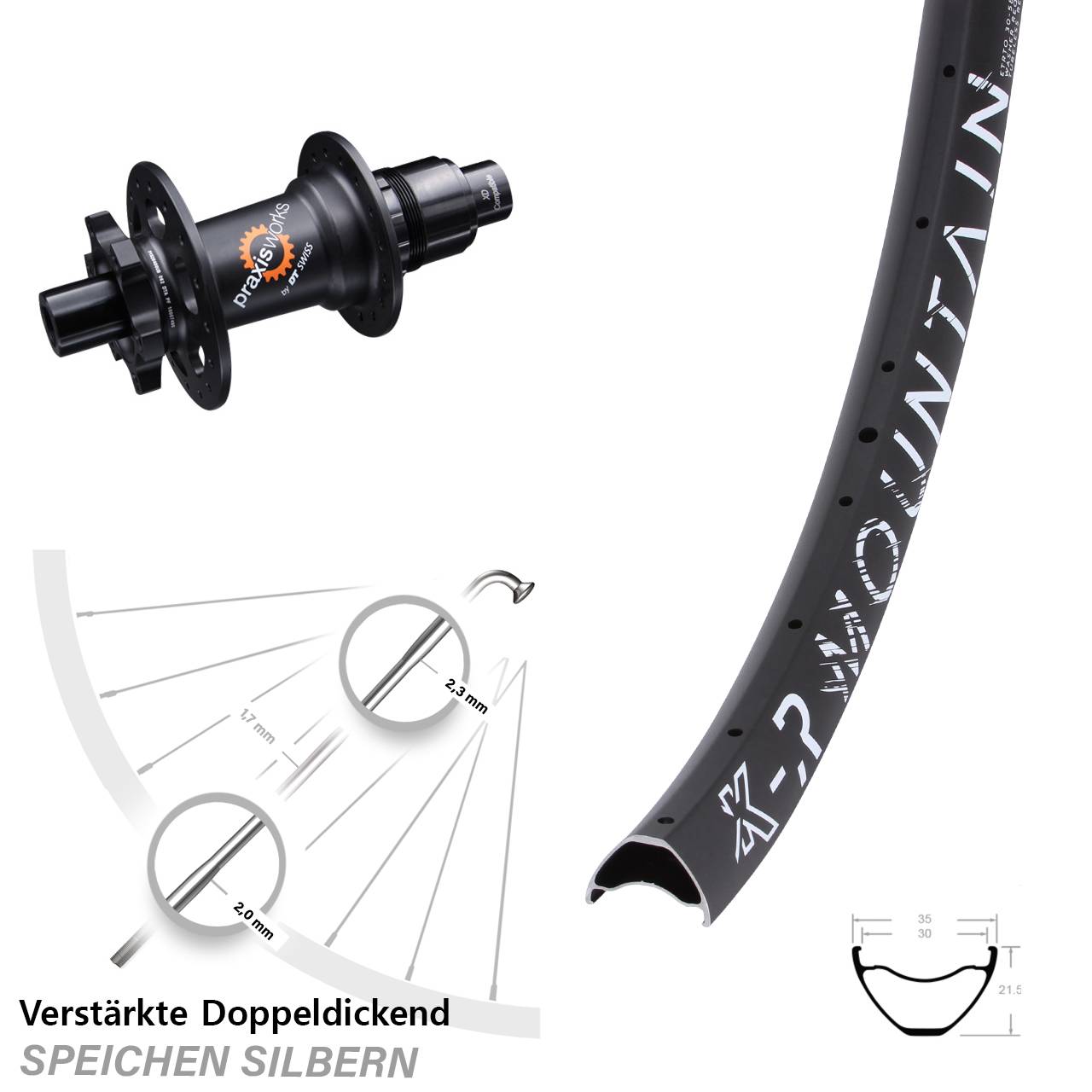 6-Loch Hinterrad 29 Zoll KX-R Mountain DT Swiss 350 SL XD 12x142