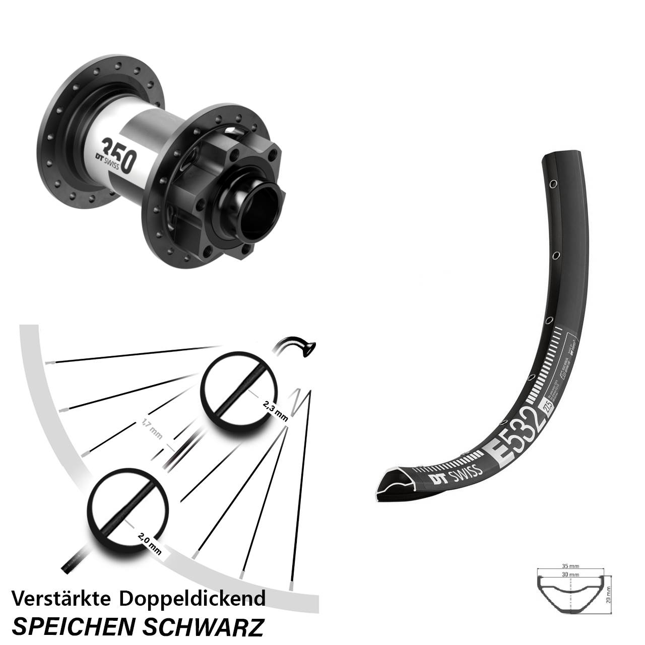 Disc Laufrad 20x110 Boost 29 Zoll DT Swiss E 532-350