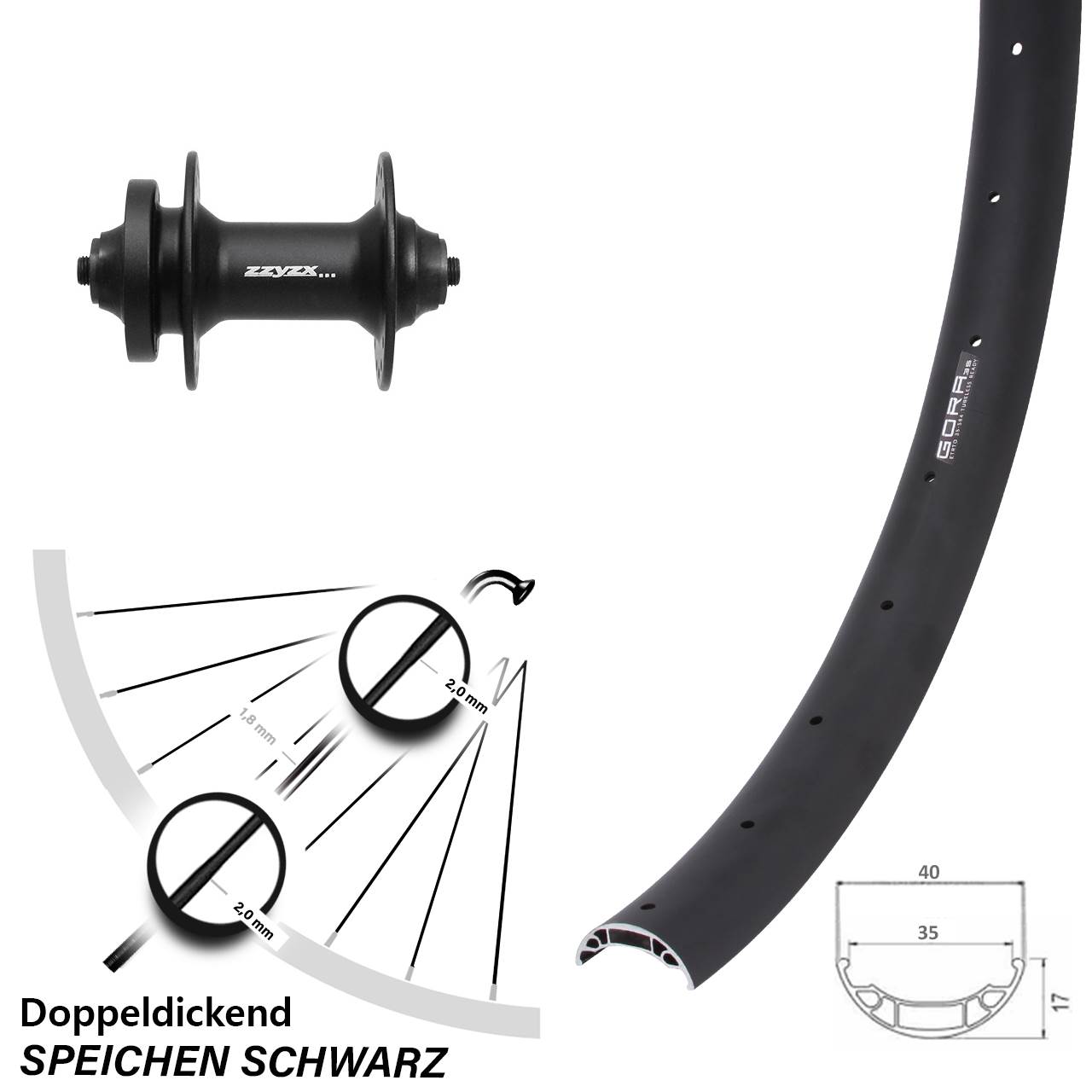 Vorderrad 6-Loch QR 27,5 Zoll Gora 35 Formula DC-21