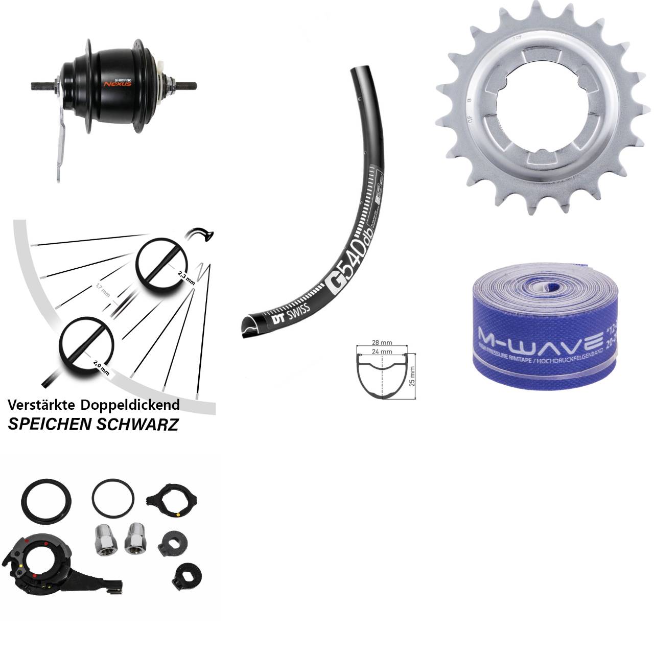 28 Zoll Hinterrad Shimano Nexus 8-Gang DT Swiss G540 mit Rücktrittbremse