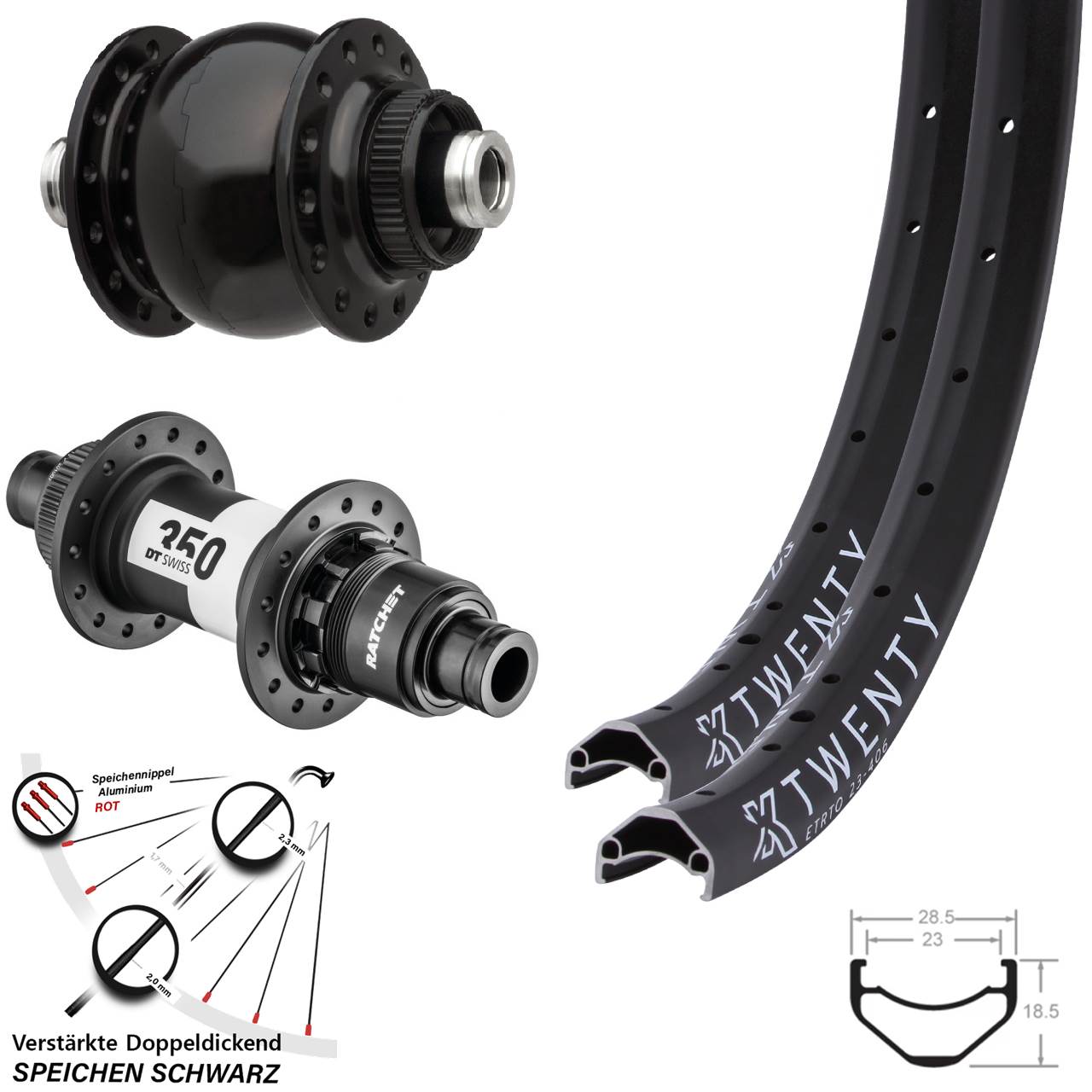 KX Twenty DT Swiss 350 SON 28 20 Zoll Laufradsatz Centerlock 12x100/142 XD 11-12 fach
