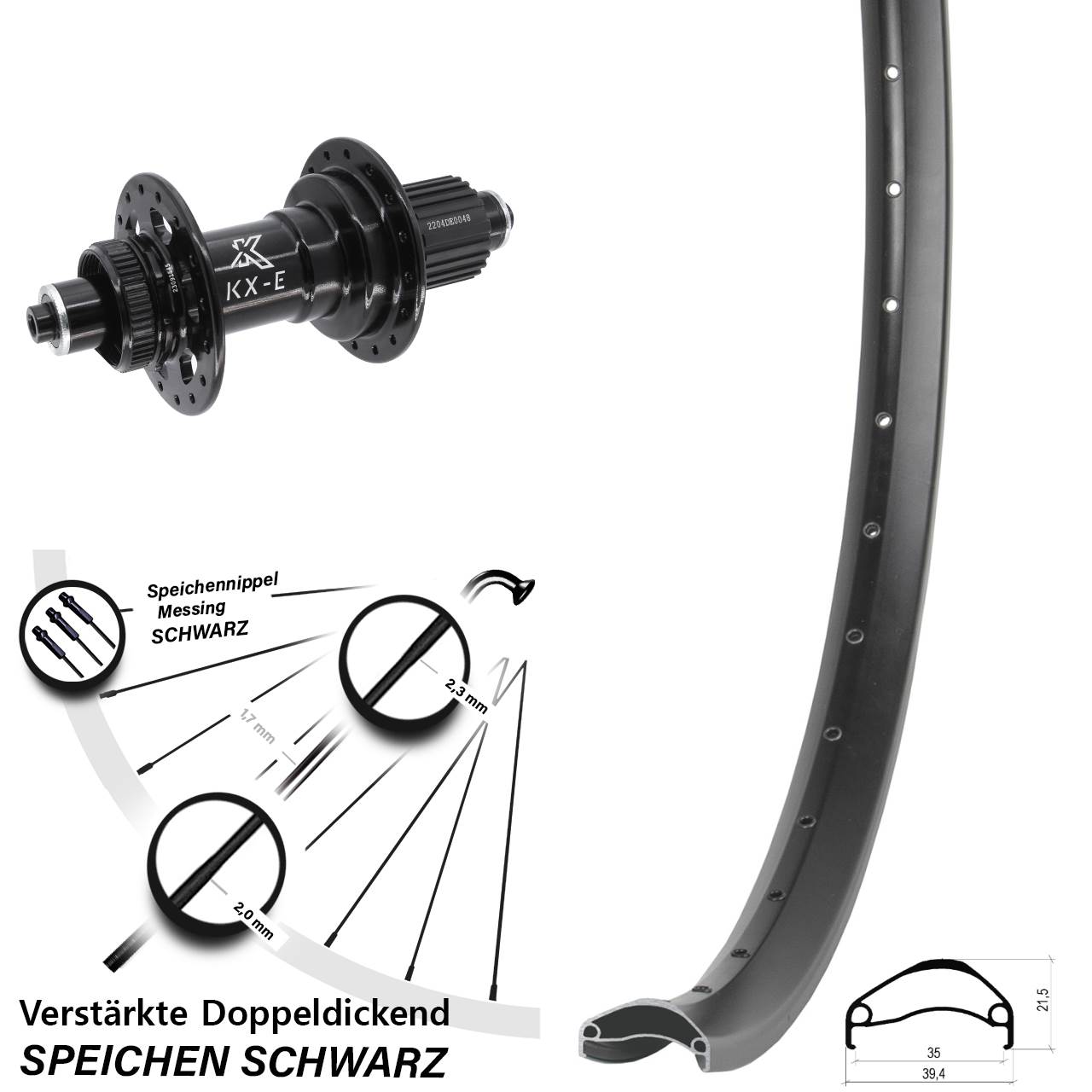 Hinterrad Centerlock 27,5 Zoll Ambrosio E35 KX-E Shimano Micro Spline QR Boost