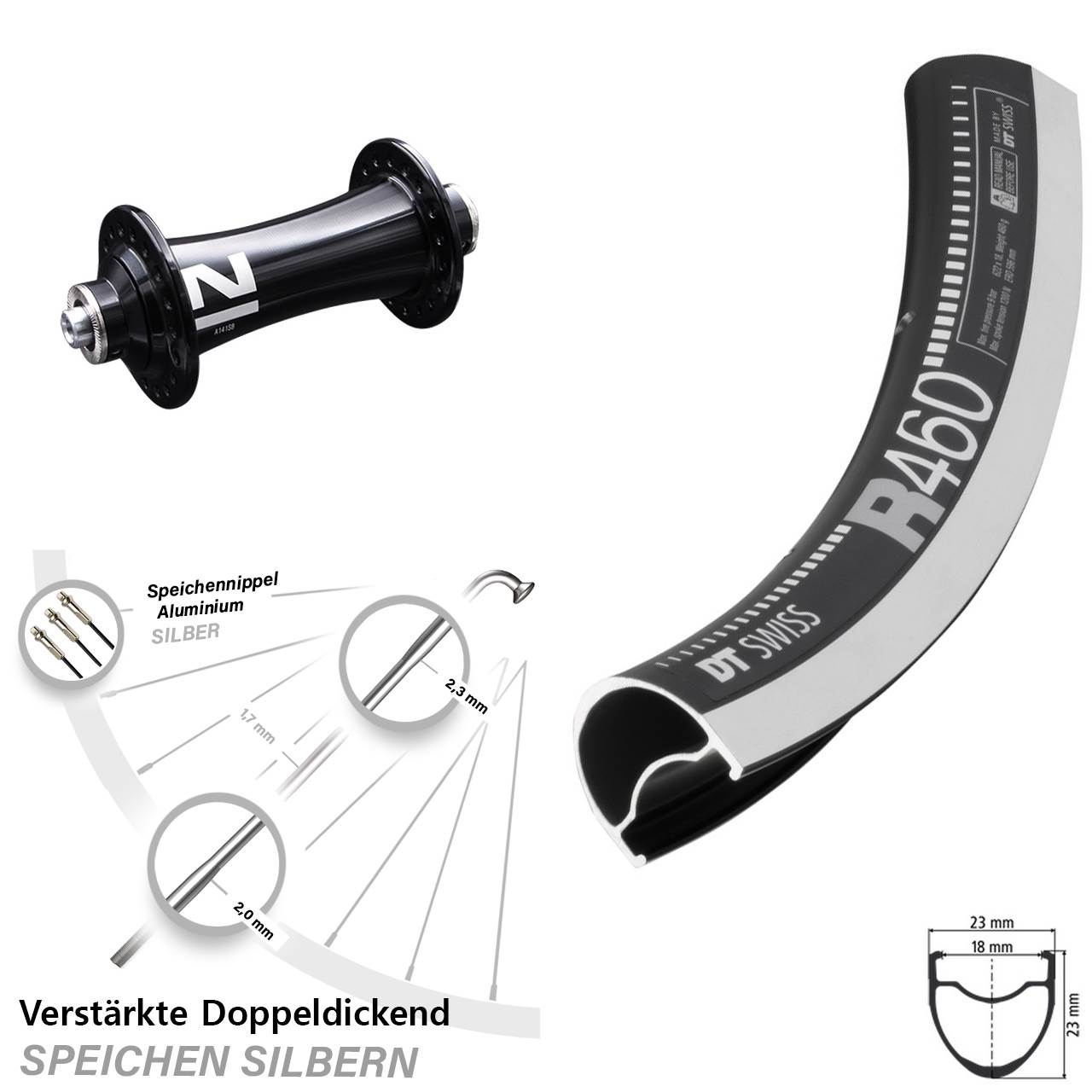 Vorderrad 28 Zoll DT Swiss R 460 CNC Novatec A141 SB für Schnellspanner