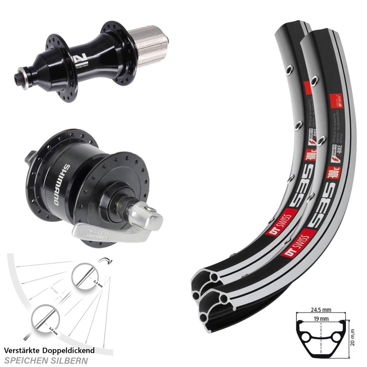 DT Swiss 535 Novatec F162 Heavy Duty Shimano DH-3N72 28 Zoll Laufrad-Satz QR 8-12 fach HG