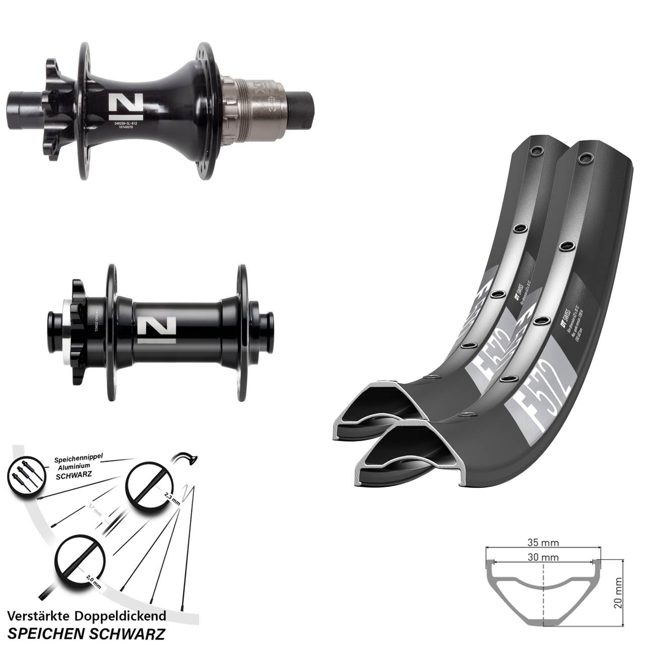 DT Swiss F572 Novatec D041SB D462 27,5 Zoll 6-Loch Laufradsatz Boost XD 11-12 fach