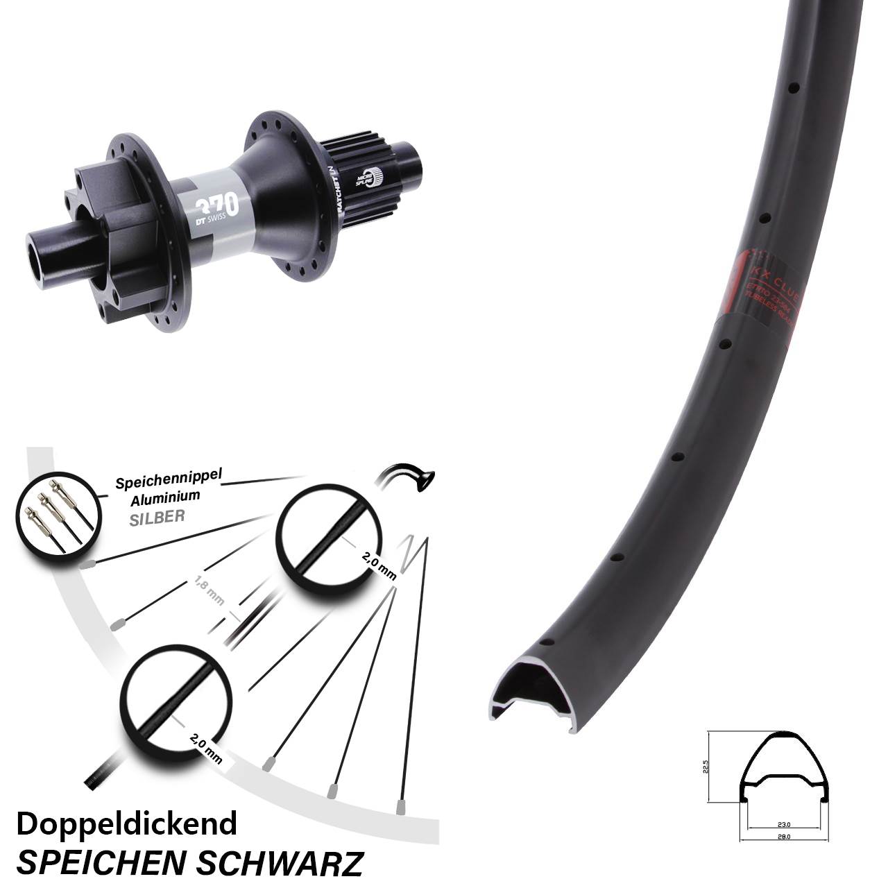 28-29 Zoll KX Clue DT Swiss 370 Disc Hinterrad 12x142 Shimano Micro Spline