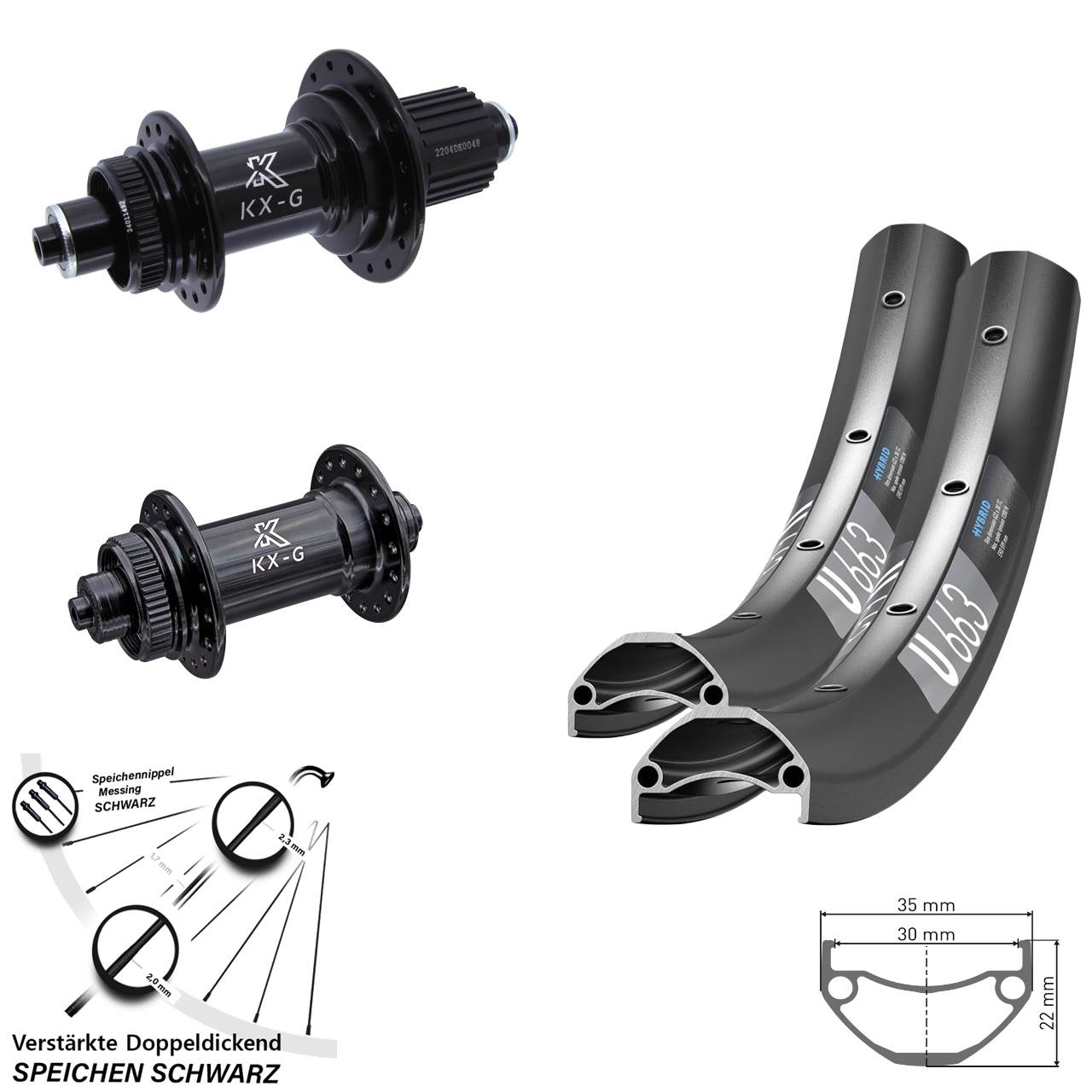 Disc Laufradsatz 20 Zoll DT Swiss U 663 KX-GS verstärkt Shimano Micro Spline QR