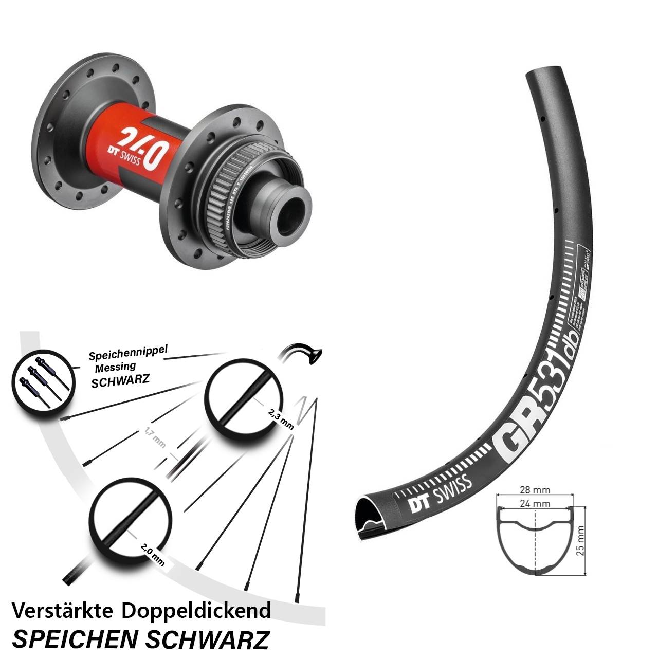 Centerlock Vorderrad 27,5 Zoll DT Swiss GR531-240 12x100