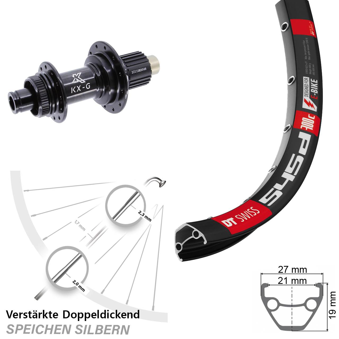 Disc Hinterrad 28 Zoll DT Swiss 545d KX-G Steckachse Shimano Micro Spline 12x142