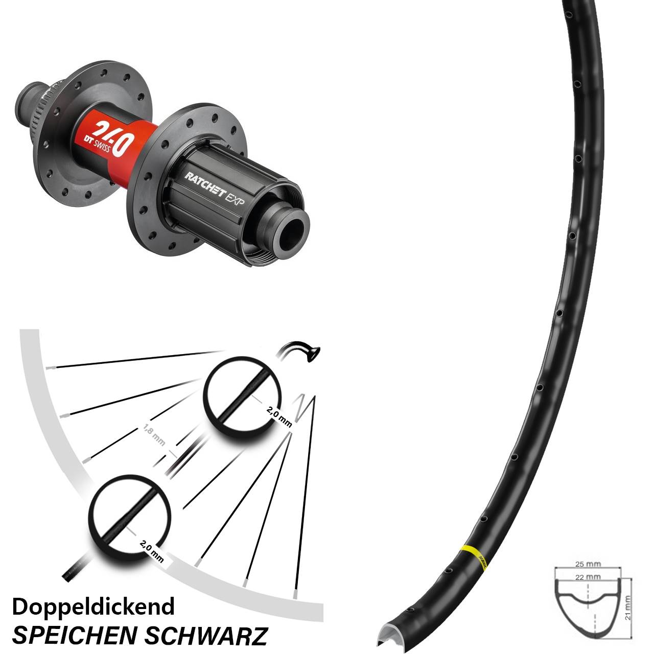 Mavic A 1022 Hinterrad 28-29 Zoll Gravel DT Swiss 240 EXP Road Centerlock 142/12 mm