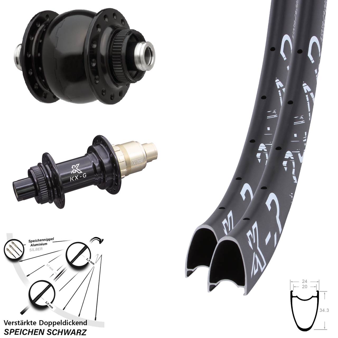 Centerlock Laufradsatz 12x100/142 28-29 Zoll KX-GR Road SONdelux SRAM XDR