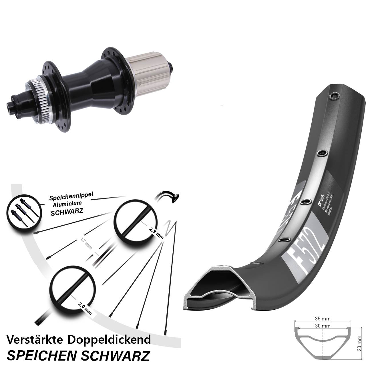 DT Swiss F572 Novatec CL135 650B Hinterrad Centerlock für Schnellspanner 8-12 fach HG