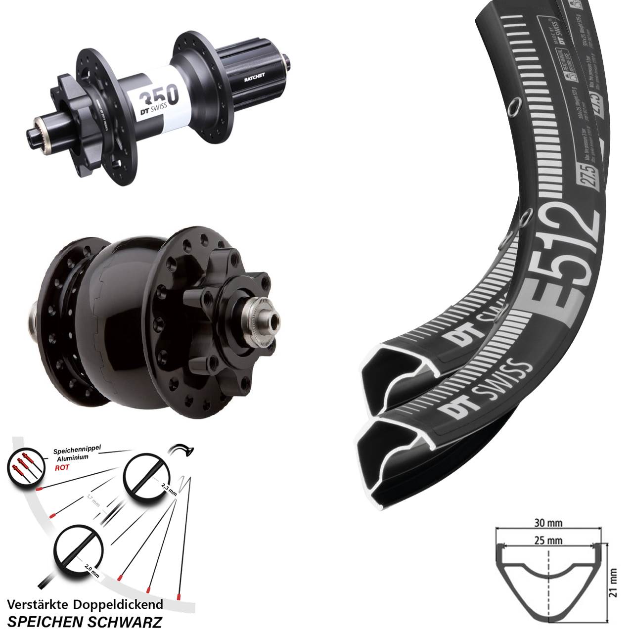 DT Swiss E512-350 Ratchet 36 Disc SON 28 29 Zoll Laufradsatz QR 8-11 fach HG