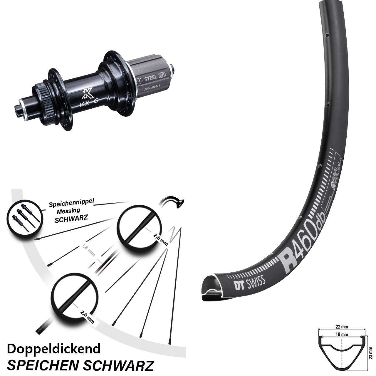 28 Zoll Hinterrad KX-GS 11-fach DT Swiss R 460 DB Centerlock