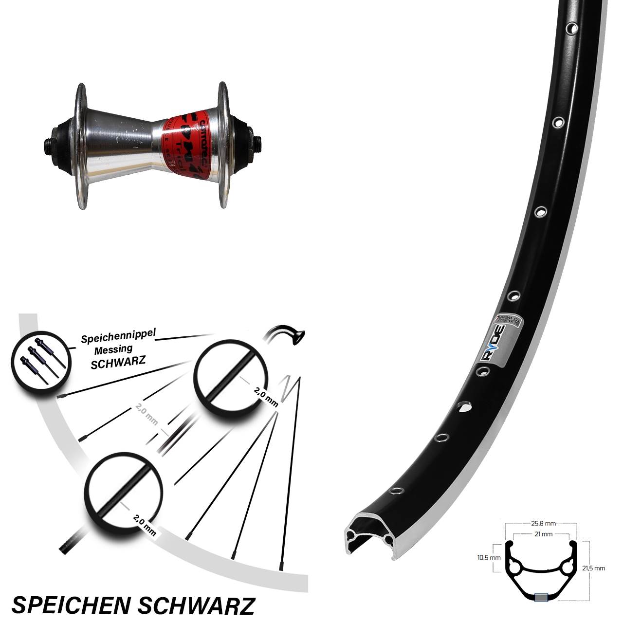 Vorderrad 28 Zoll Ryde ZAC 421 Formula Conic QR