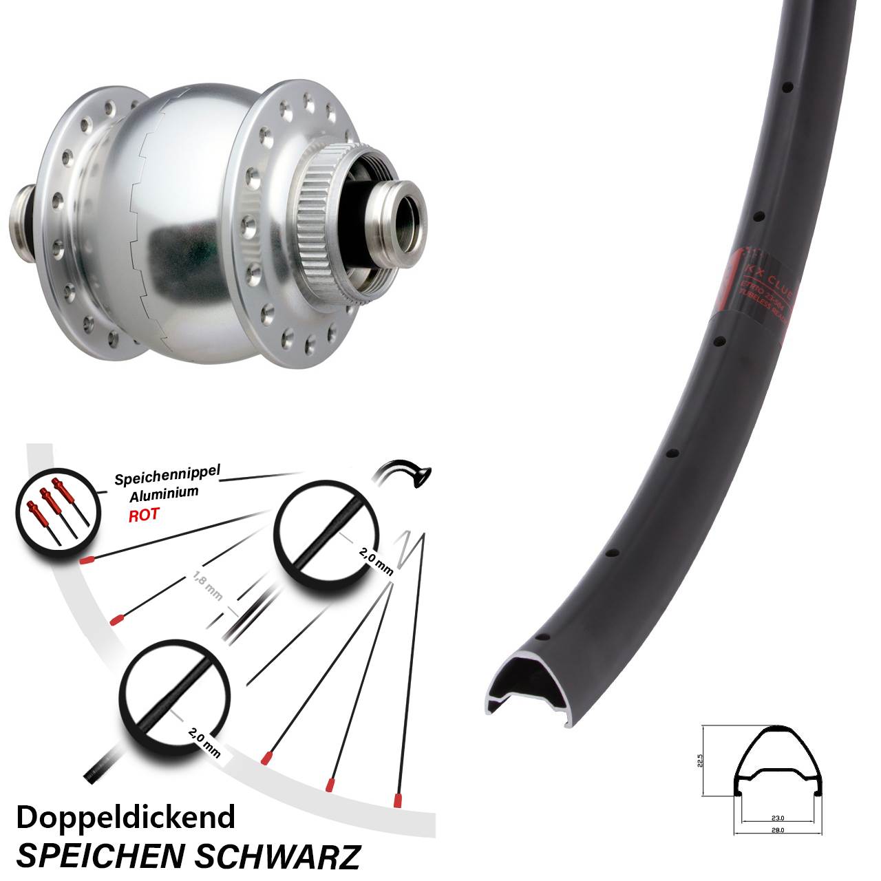 SON 28 KX Clue 27,5 Zoll Centerlock Dynamovorderrad 12x100