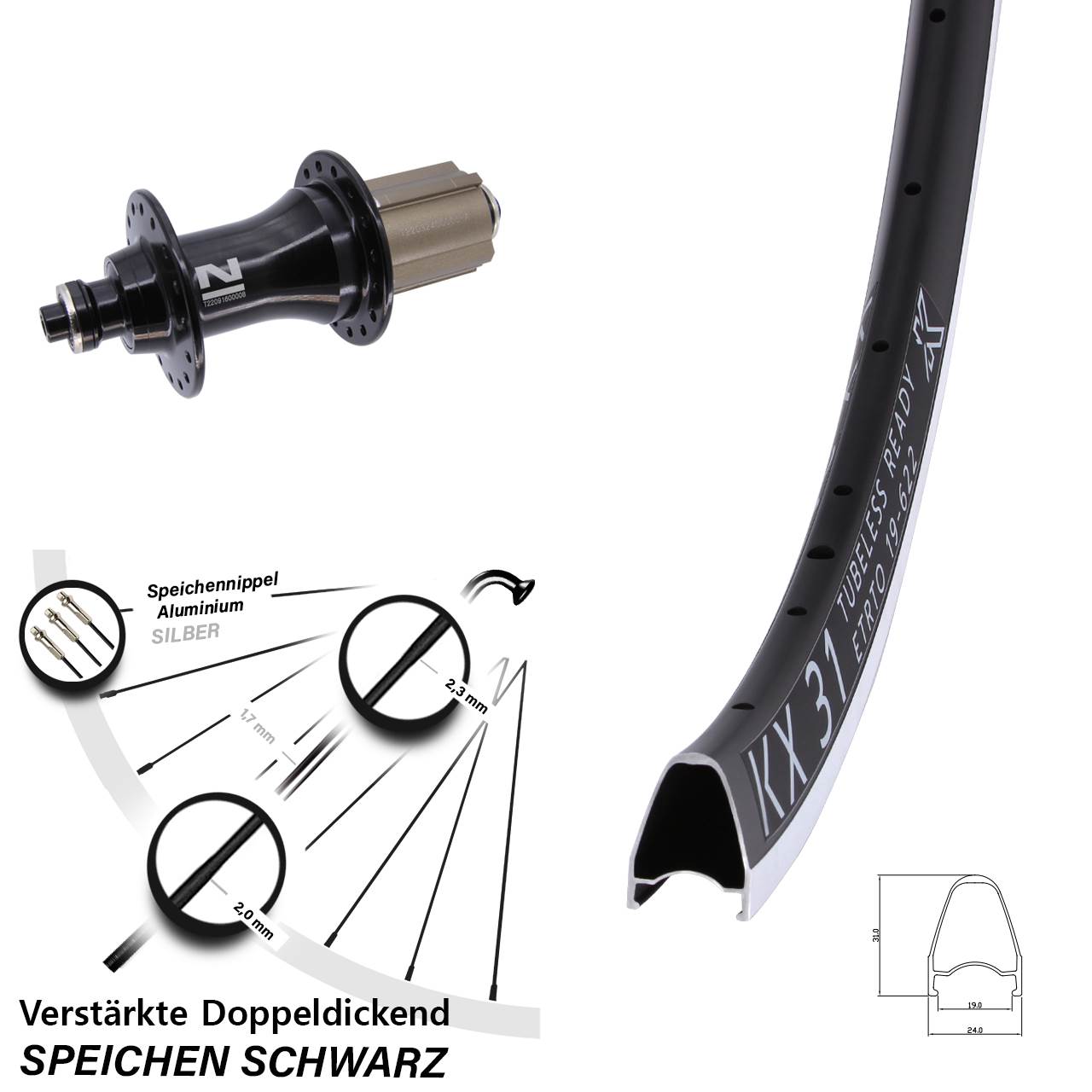 28 Zoll KX 31 Novatec F162 Hinterrad für Schnellspanner Campa 8-12 fach