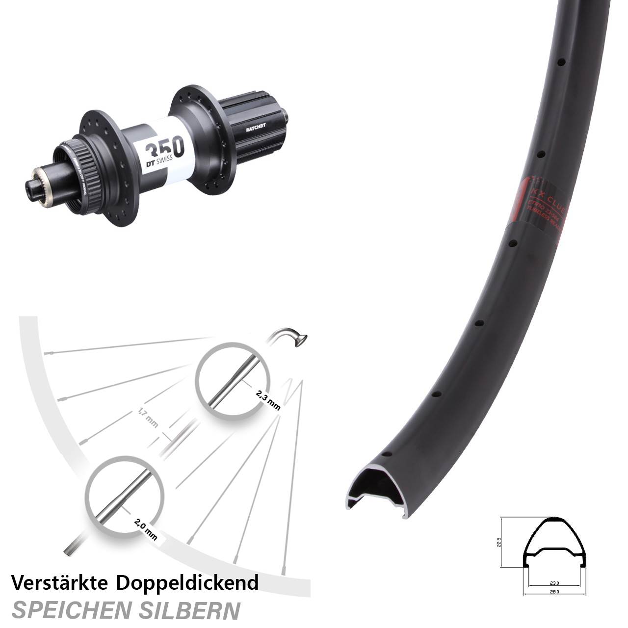 Disc Hinterrad für Schnellspanner 29 Zoll KX Clue DT Swiss 350 8-11 fach HG