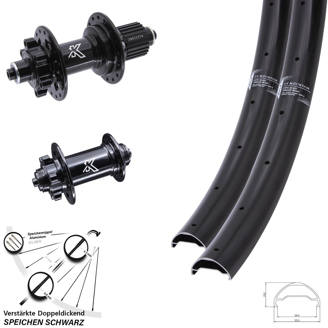 Disc Laufrad-Satz QR 29 Zoll KX-M Mountain Micro Spline