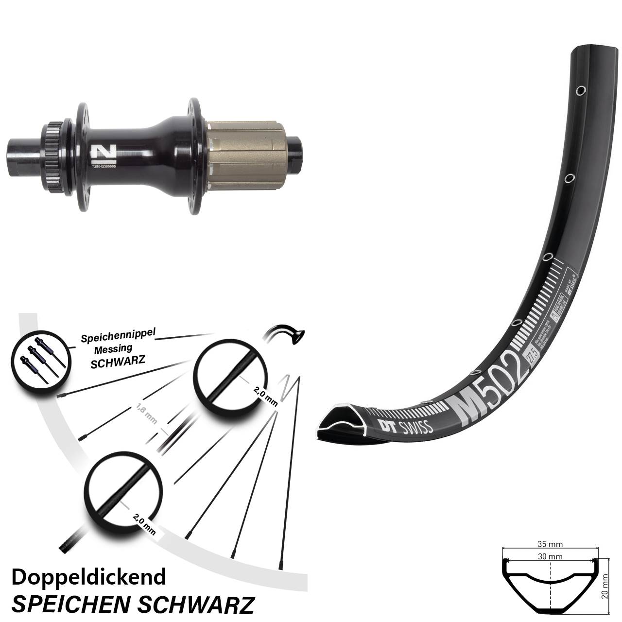 Disc Hinterrad 29 Zoll DT Swiss M 502 Novatec D792 8-12 fach 12x142