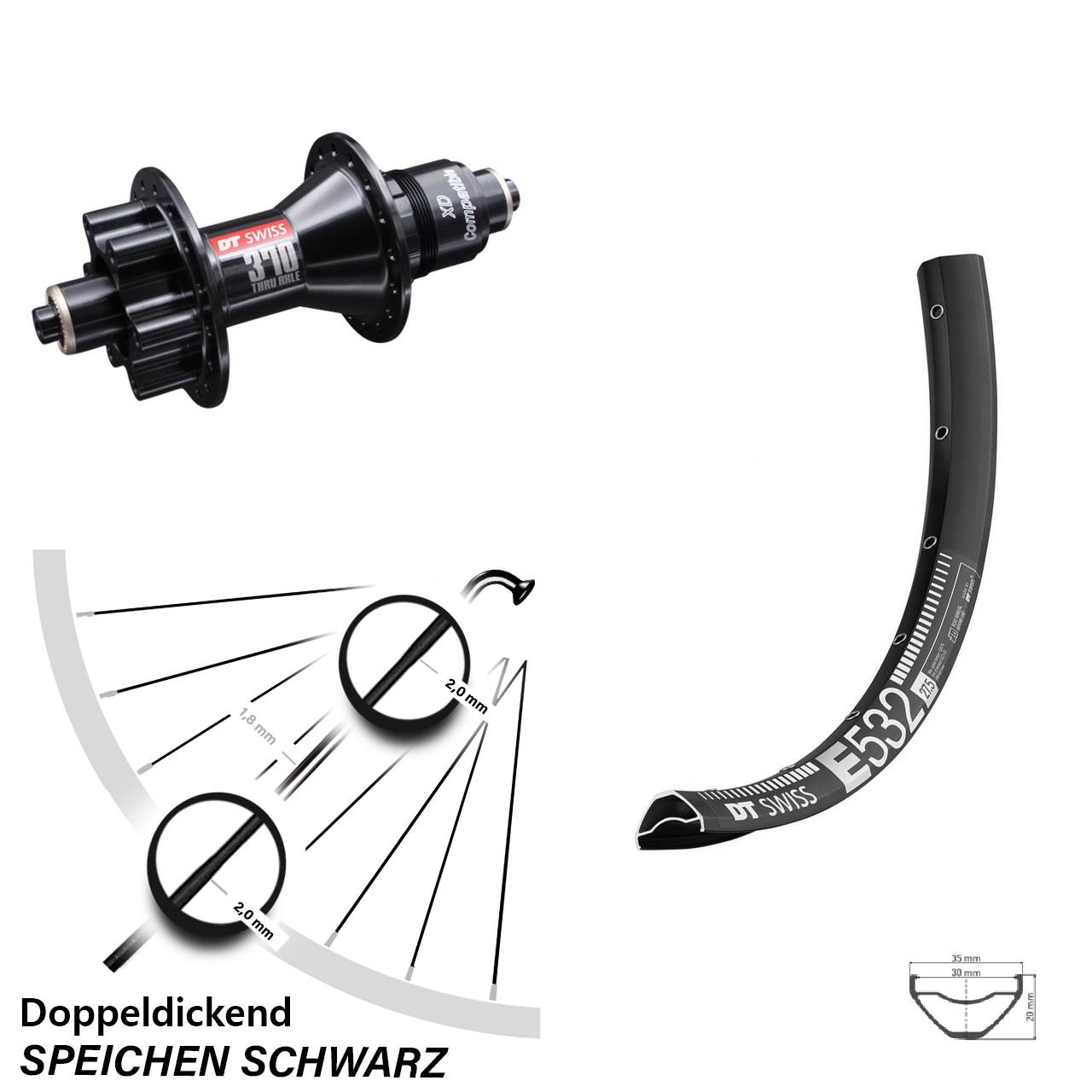 Disc Hinterrad QR 27,5 Zoll DT Swiss E532-370 SRAM XD