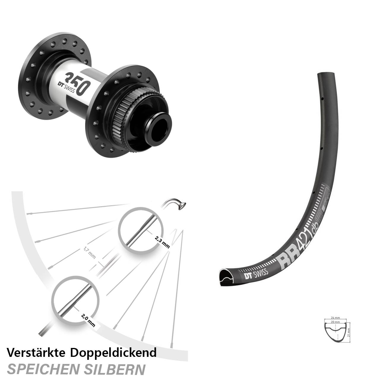 Disc Vorderrad 12x100 28 Zoll DT Swiss RR 421 DT Swiss 350