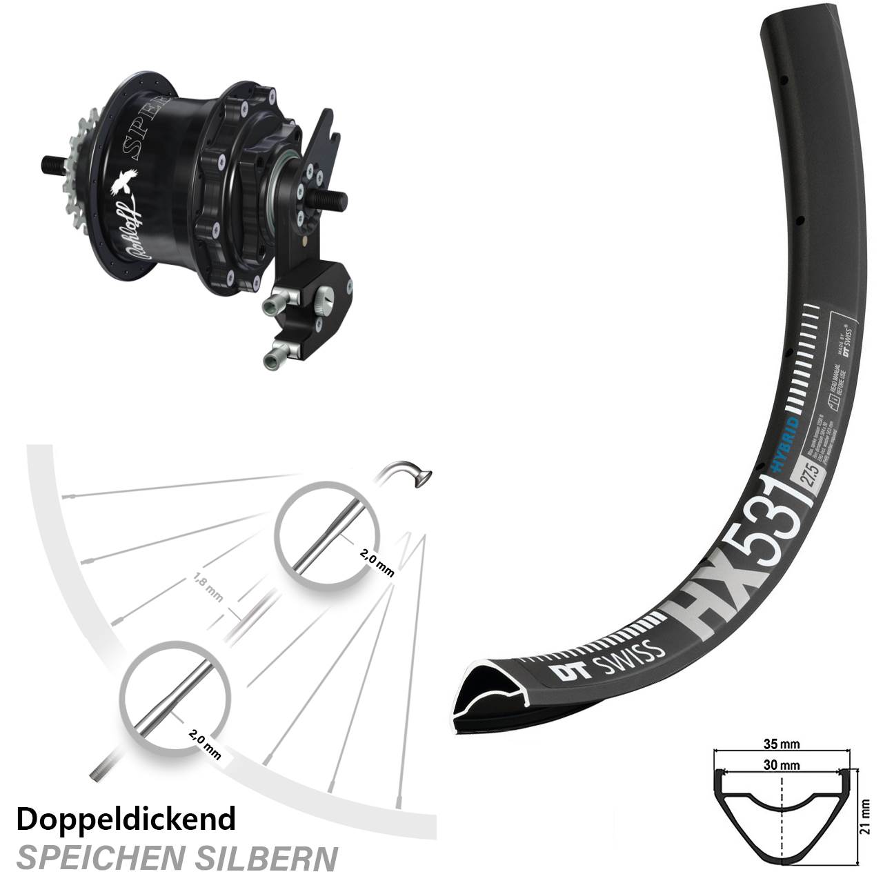 29 Zoll Hinterrad DT Swiss HX 531 Rohloff Speedhub 500/14 TS DB OEM2