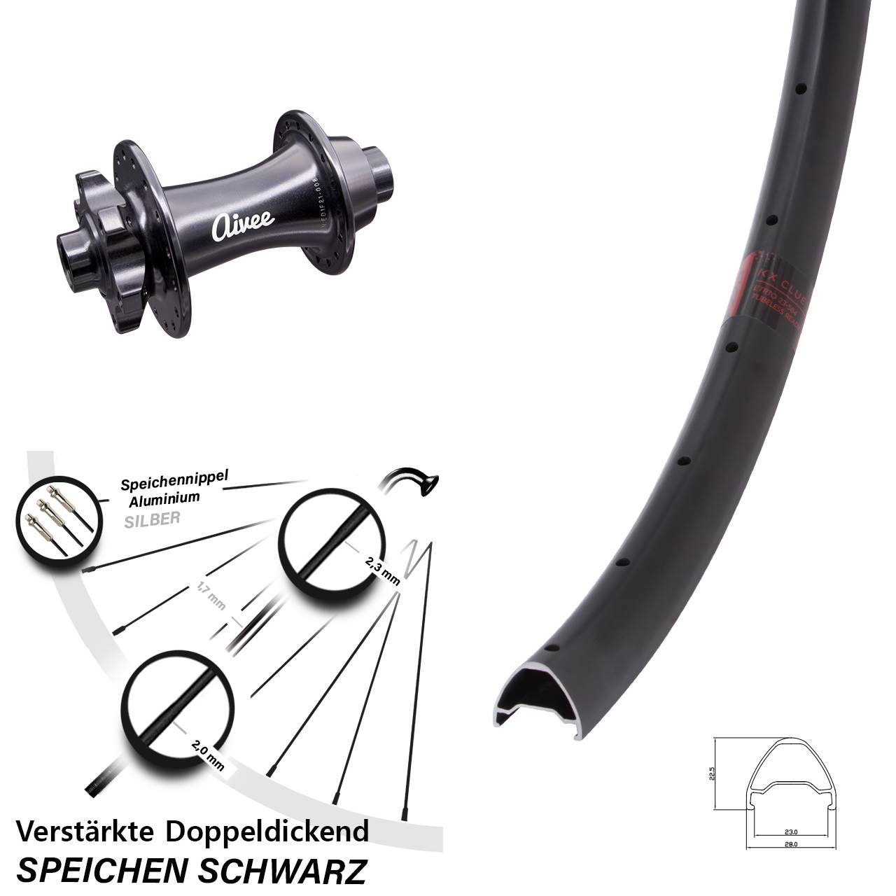 KX Clue Aivee Classic 650B Vorderrad 6-Loch 15x110 Boost