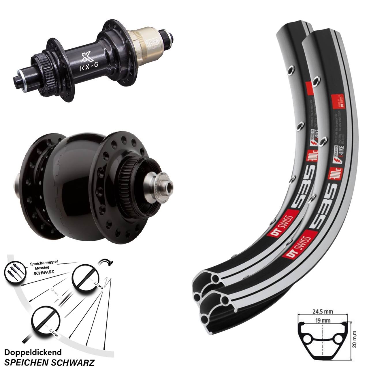 28 Zoll DT Swiss 535 KX-G SONdelux Laufradsatz QR XDR