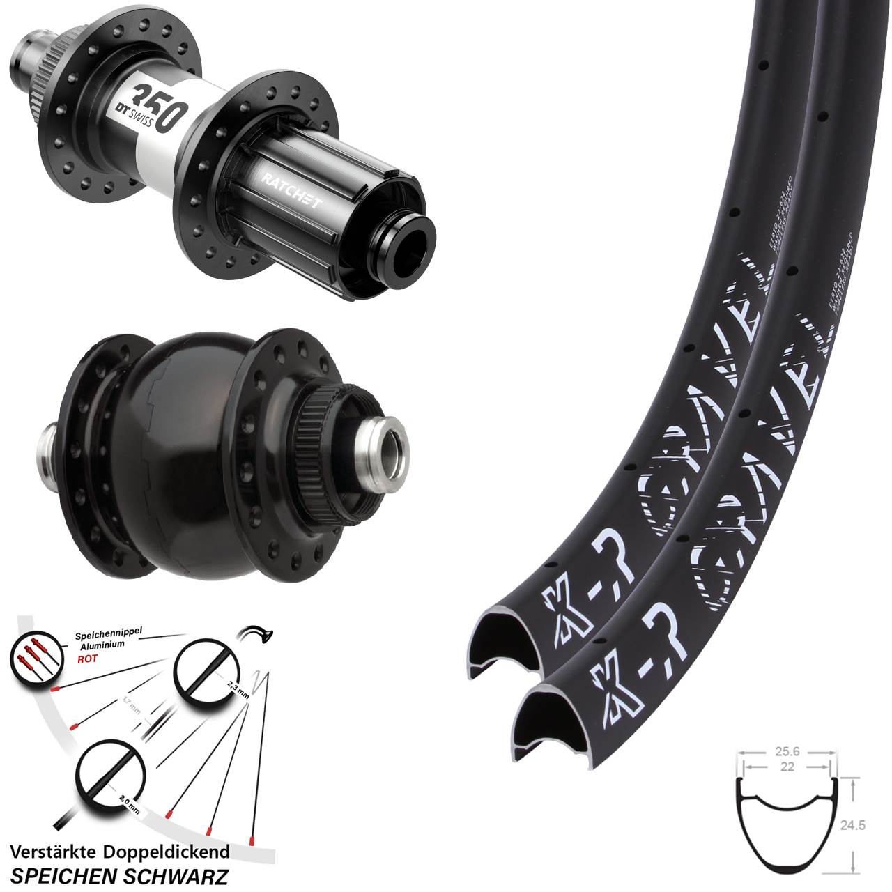 Laufradsatz Centerlock 29 Zoll KX-R Gravel DT Swiss 350 SON delux 11-12 fach 12x100/142