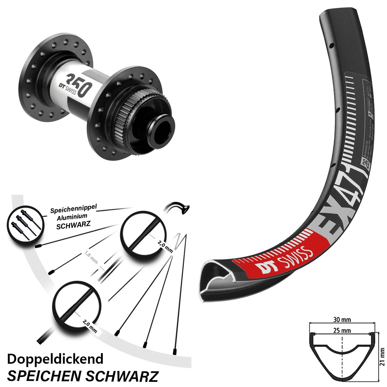 27,5 Zoll DT Swiss EX 471-350 Vorderrad Centerlock 12x100