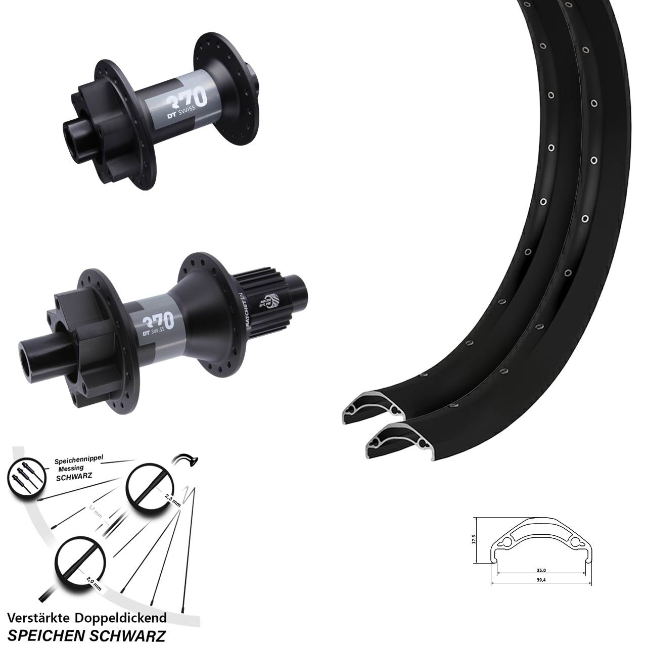 Ryde Disc 35 DT Swiss 370 29 Zoll Laufradsatz 6-Loch 15x100 12x142 Shimano Micro Spline