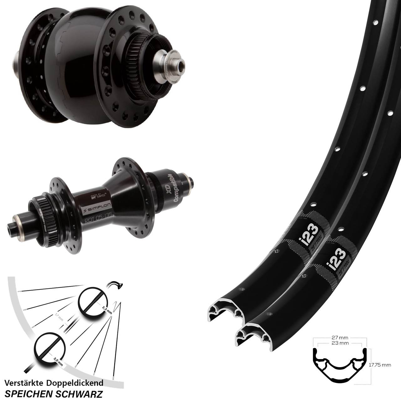 Disc Laufrad-Satz QR WTB i23 DT Swiss 370 SON 28 Zoll SRAM XD