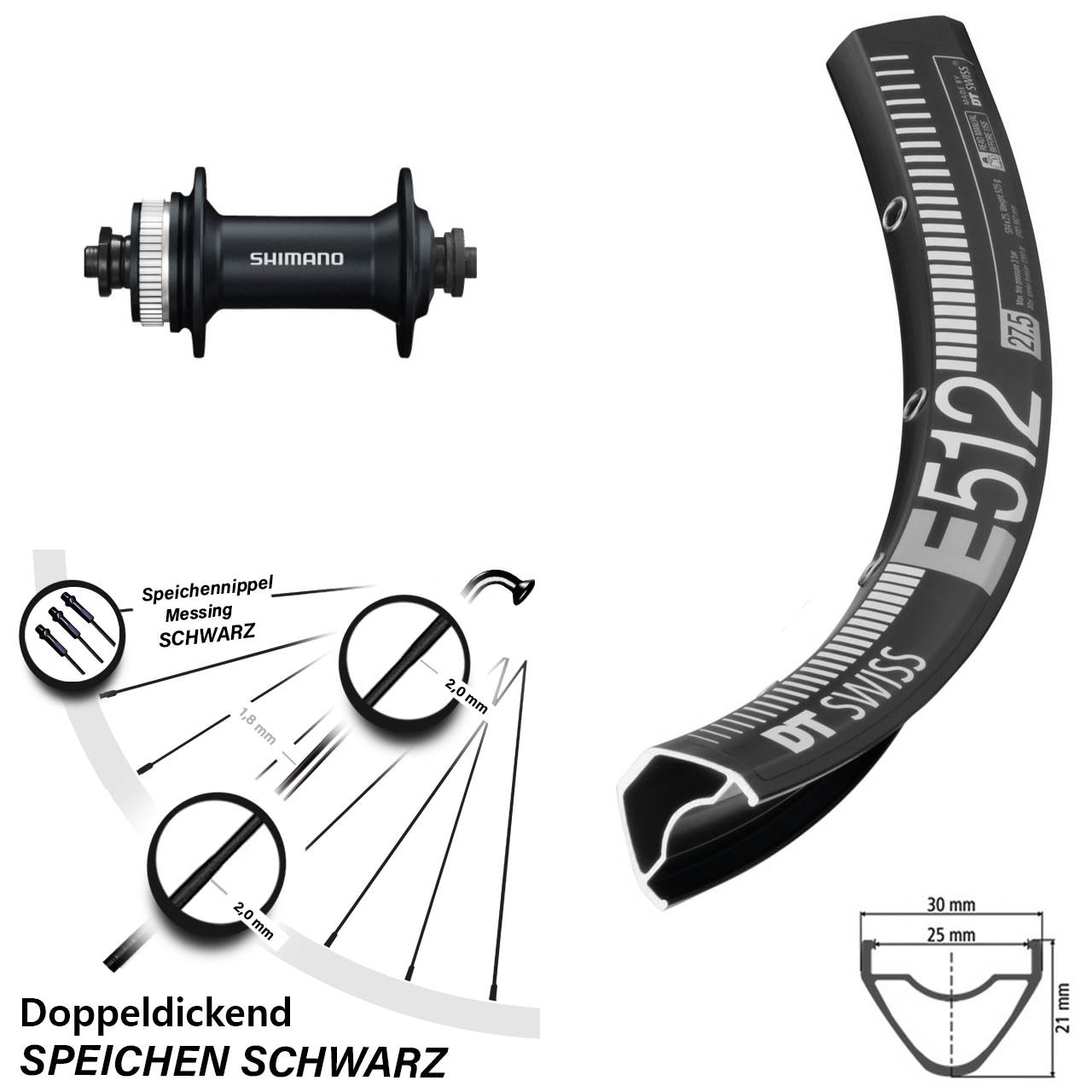 Disc Laufrad QR 29 Zoll DT Swiss E512 Shimano HB-M4050