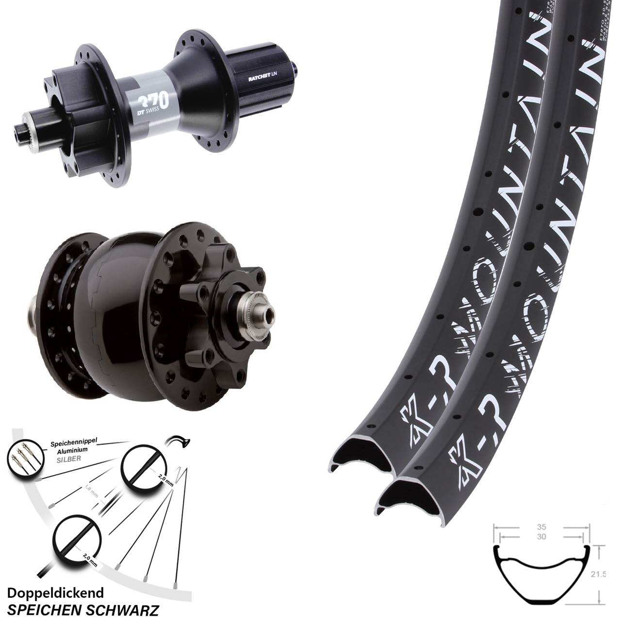 Disc Laufrad-Satz QR 27,5 Zoll KX-R Mountain DT Swiss 370 SON 28 8-11 fach