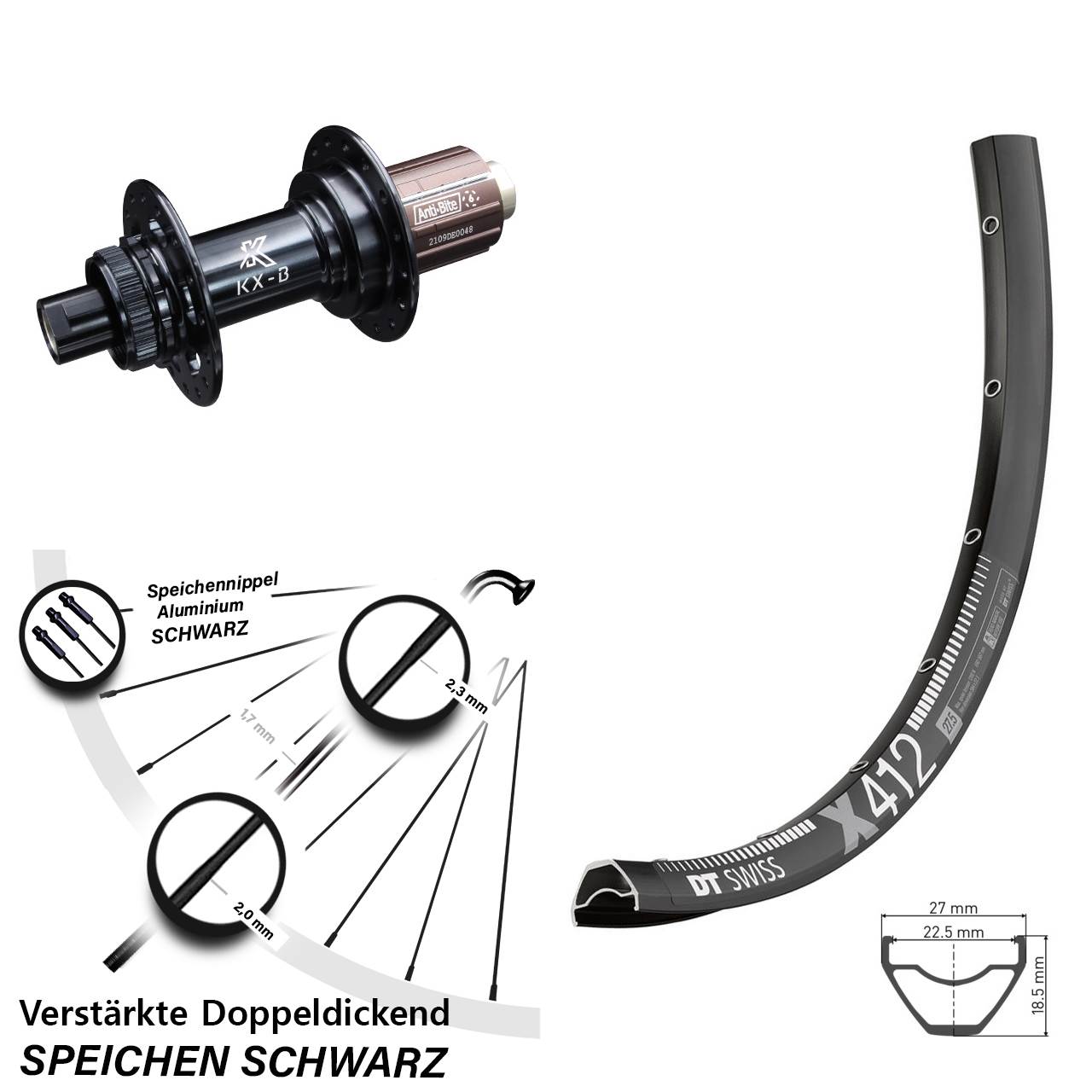 DT Swiss X 412 KX-B Centerlock 29 Zoll Hinterrad 12x148 Boost 8-12 fach HG