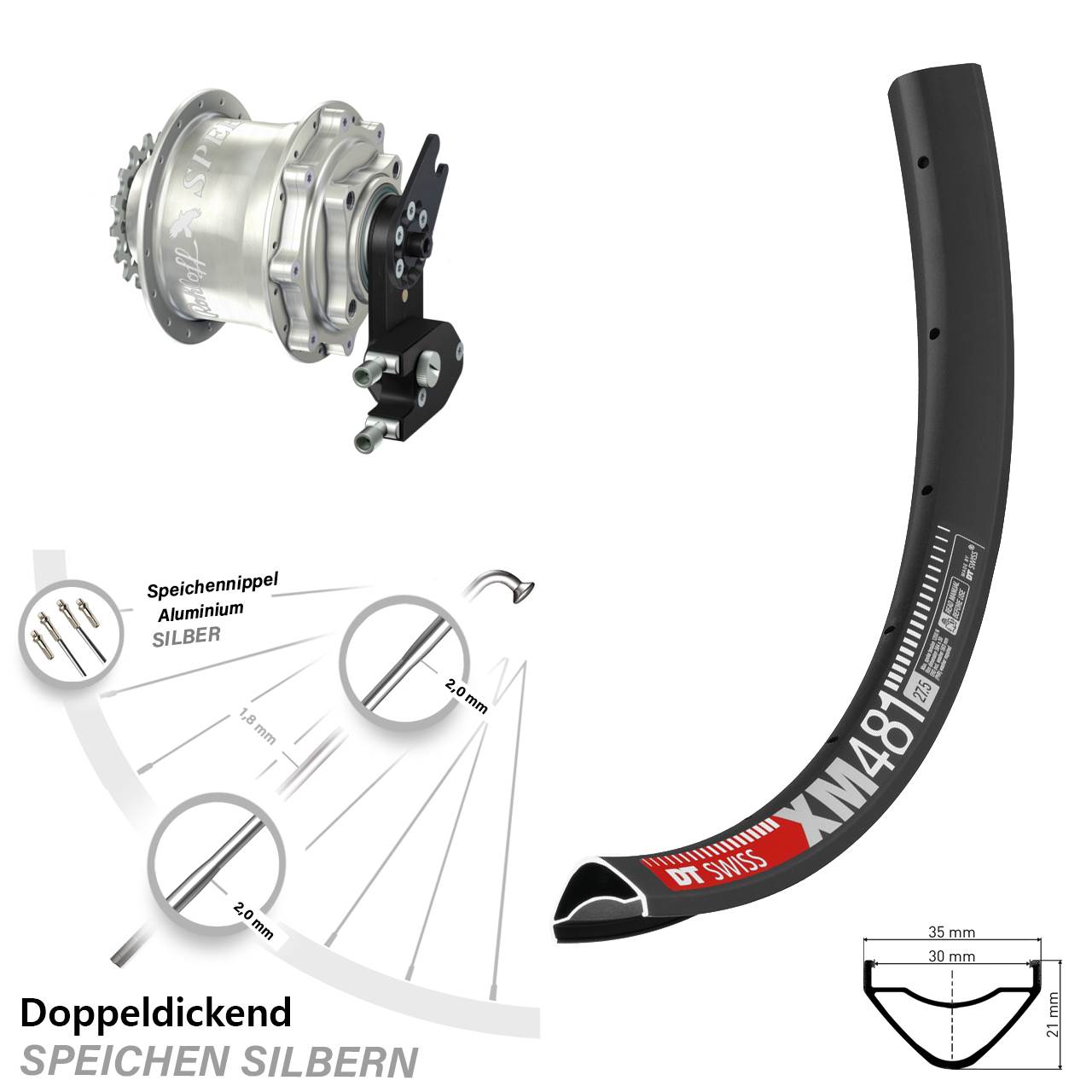 DT Swiss XM 481 Rohloff Speedhub CC DB OEM2 27,5 Zoll Disc Hinterrrad