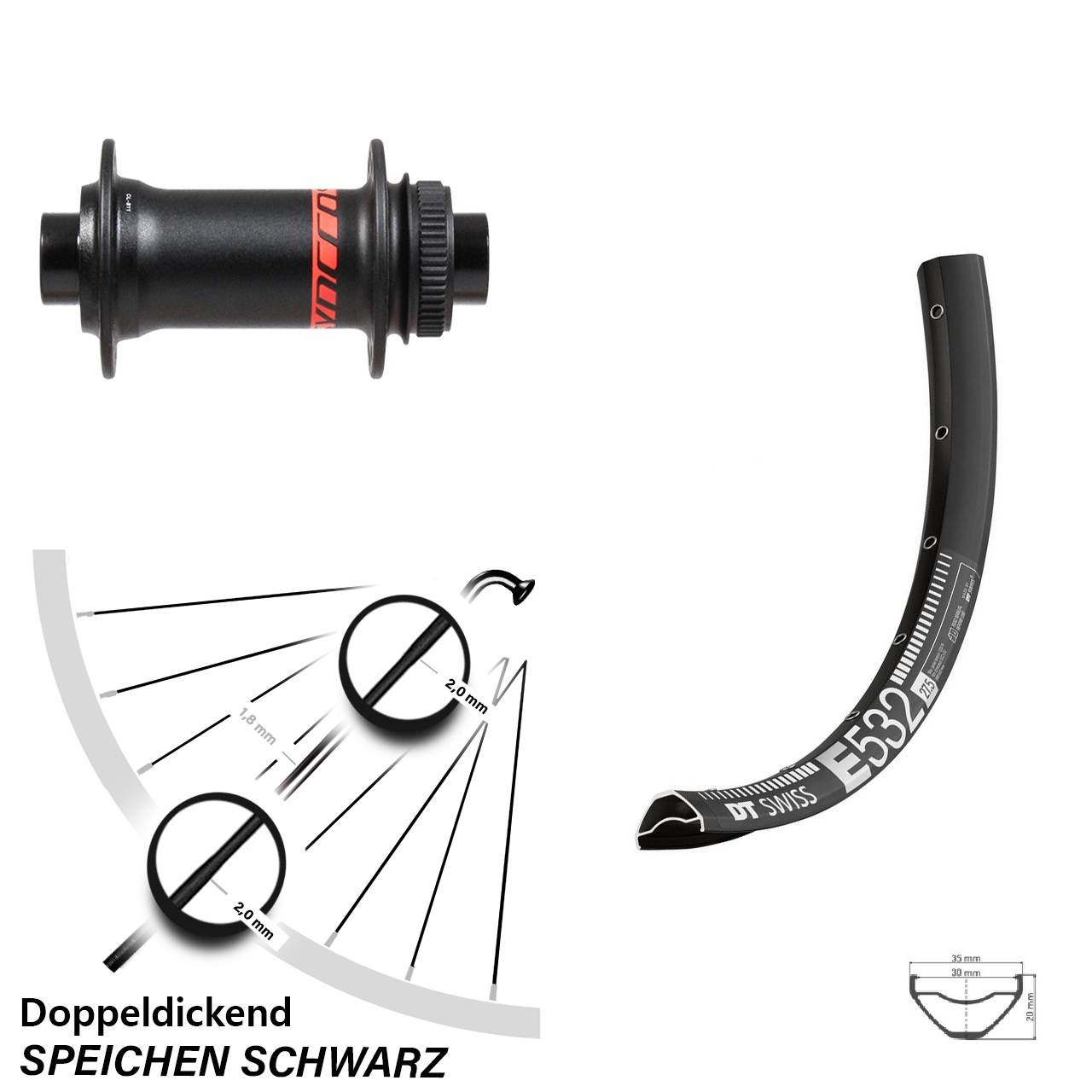 Boost Disc Vorderrad 15x110 29 Zoll DT Swiss E 532 Formula