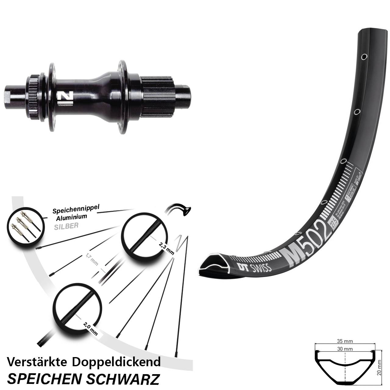 DT Swiss M 502 Novatec D792 29 Zoll Hinterrad Centerlock 12x142 Micro Spline