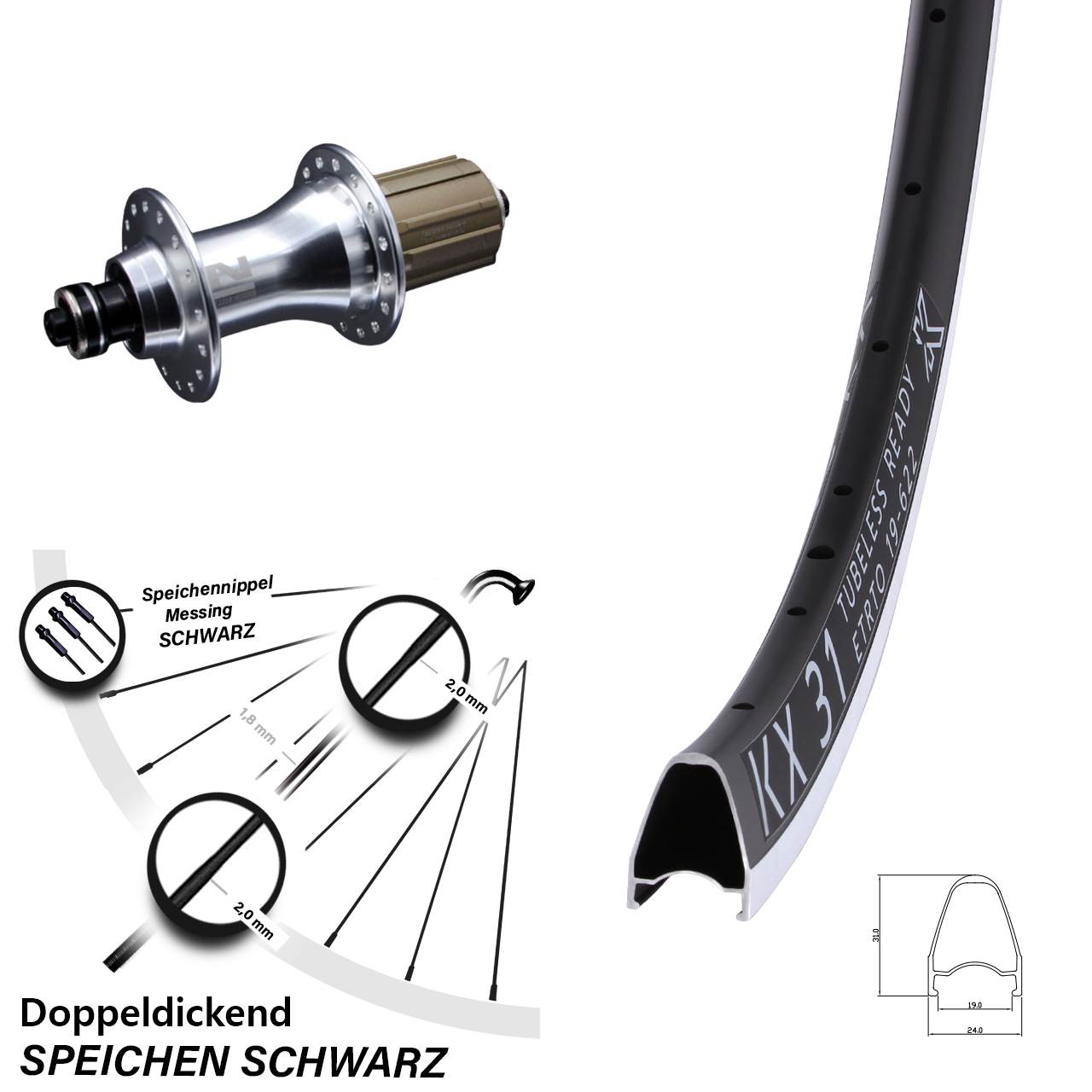 Hinterrad 28 Zoll KX 31 Novatec F162 8-12 fach für Schnellspanner