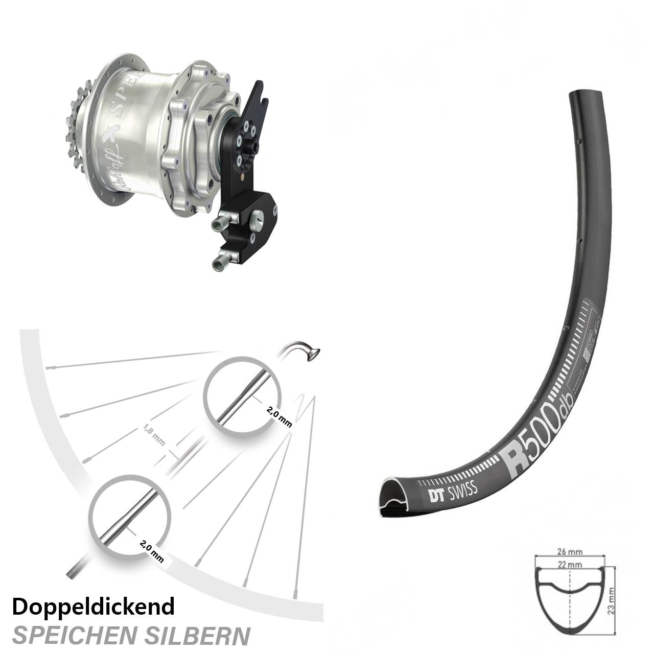DT Swiss R500 Rohloff Speedhub CC DB OEM2 28 Zoll Disc Laufrad