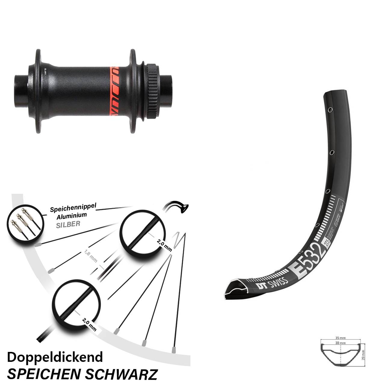 Boost Disc Vorderrad 15x110 29 Zoll DT Swiss E 532 Formula