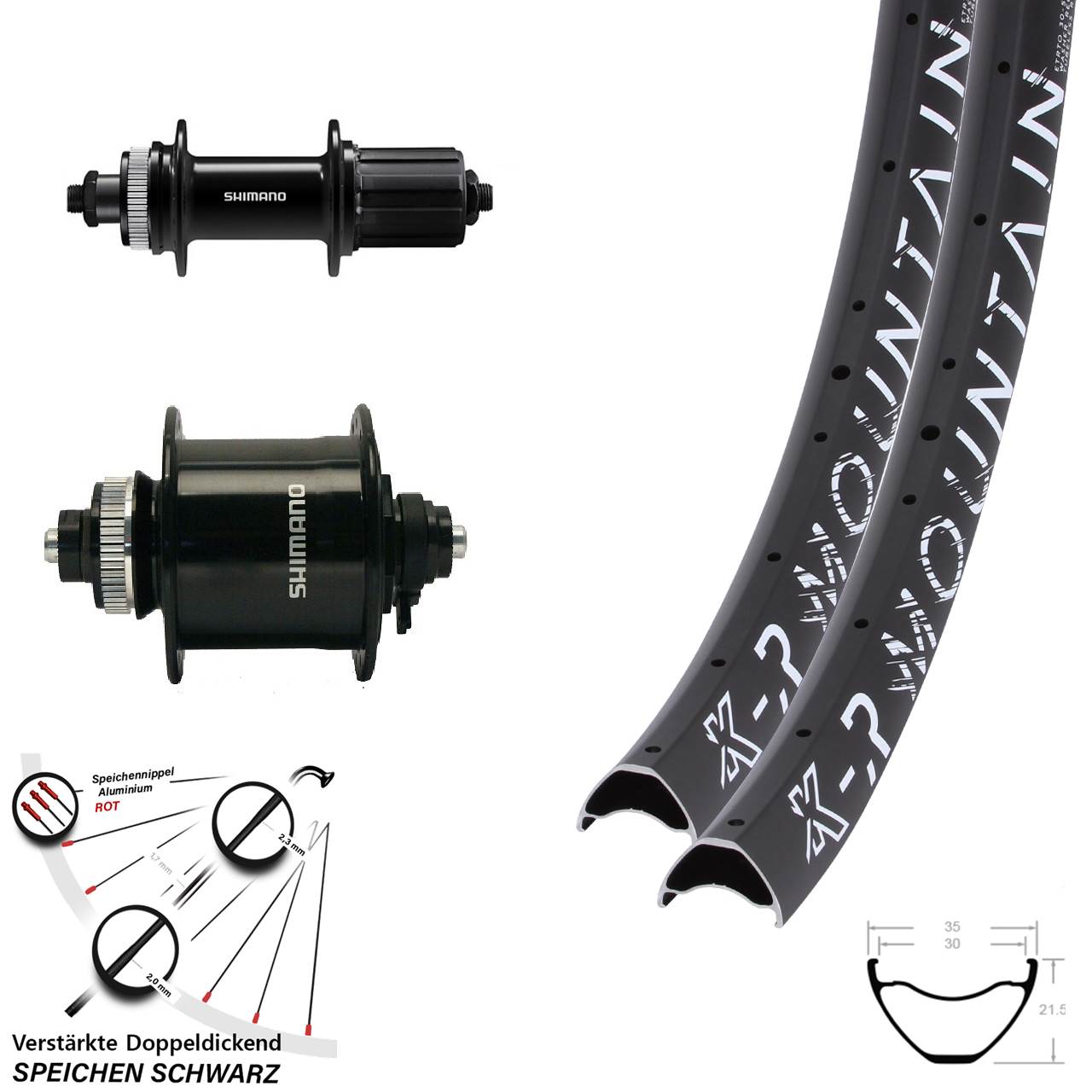 Laufradsatz Disc 29 Zoll KX-R Mountain Shimano DH-UR700-3D FH-QC400 8-11 fach HG QR