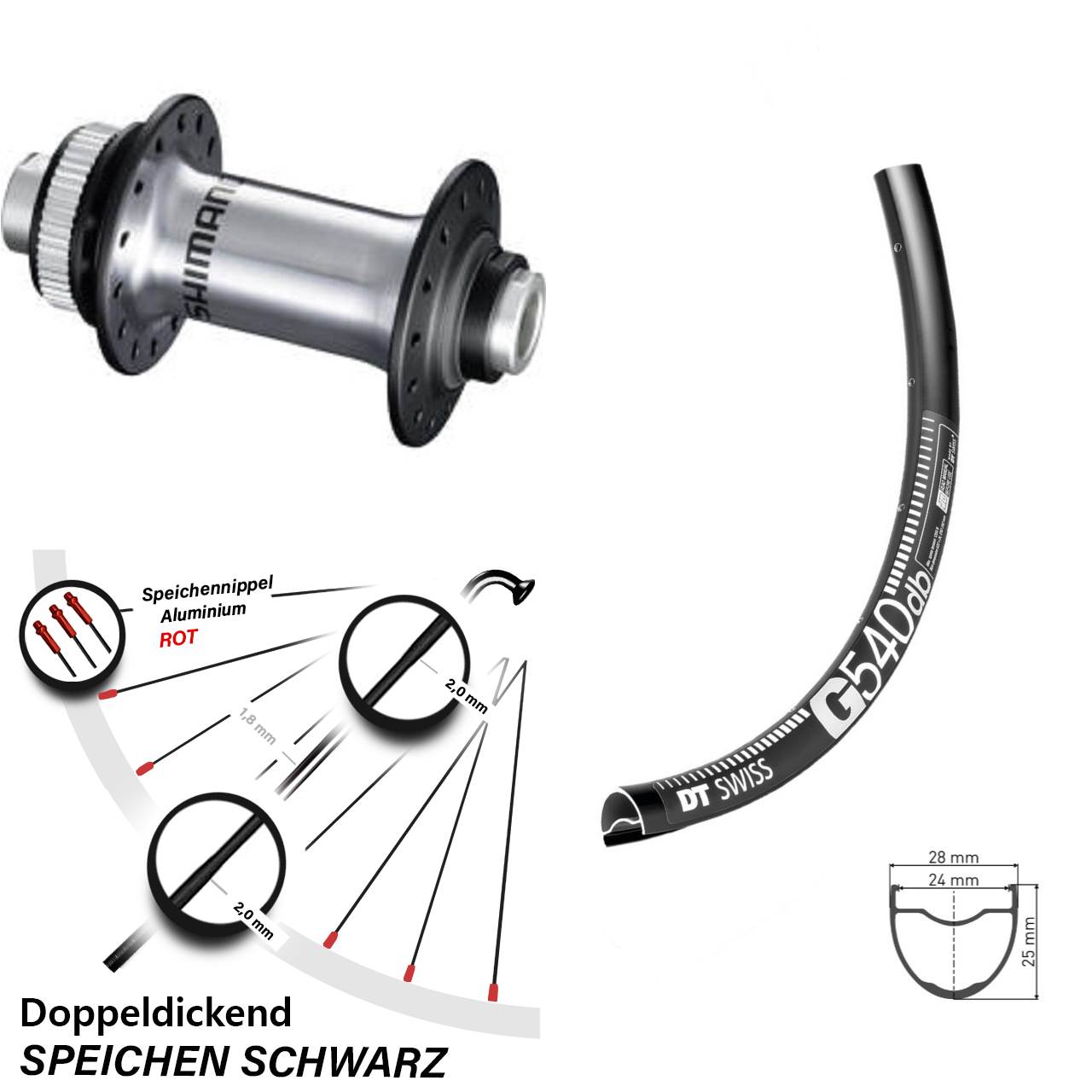 650B DT Swiss G 540 Shimano RS770 Centerlock Vorderrad 12x100