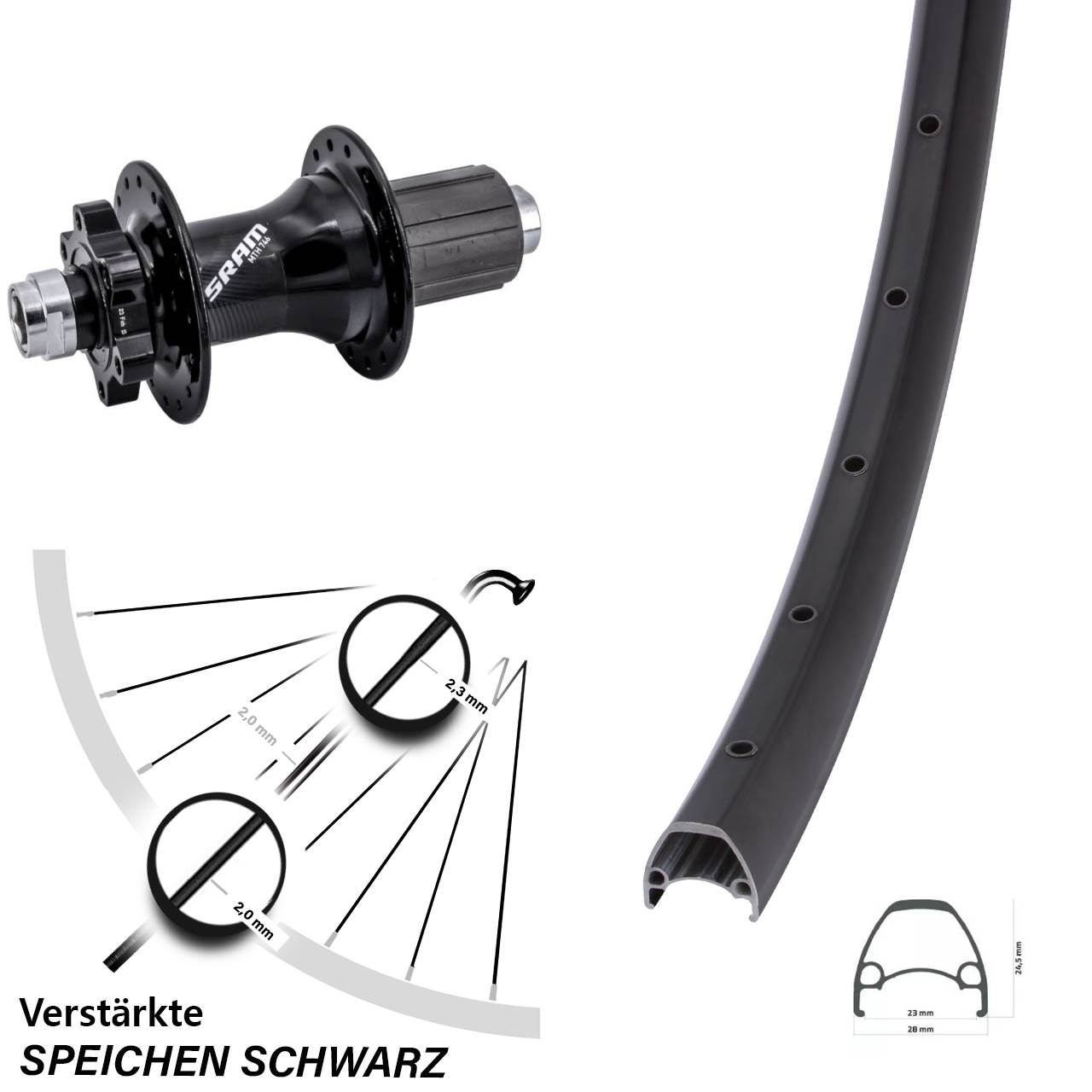 Disc Hinterrad 28 Zoll Ambrosio Sport Sram 746 8-11 fach HG 12x148