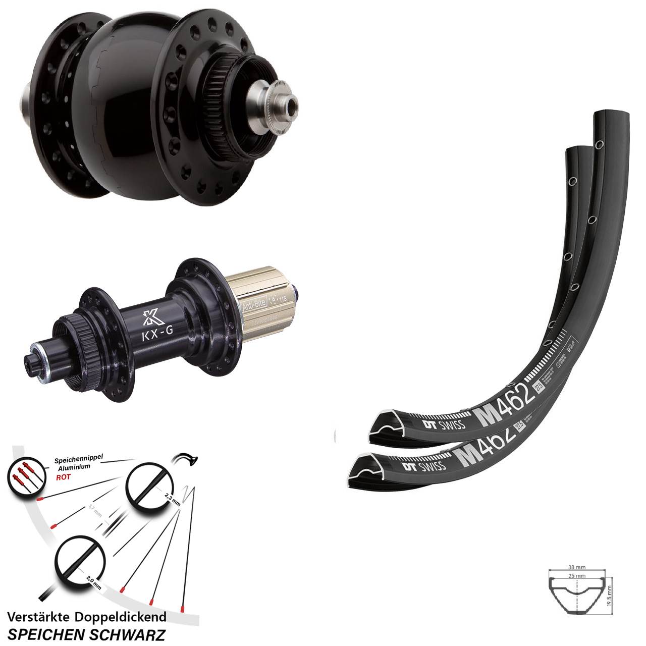 DT Swiss M 462 KX-G SON 28 650B Centerlock Laufradsatz QR 8-12 fach HG