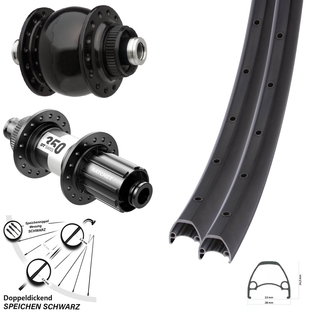 Laufradsatz Centerlock 12x100/142 29 Zoll Ambrosio Sport DT Swiss 350 SON 28 8-11 fach
